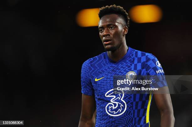 Tammy Abraham of Chelsea looks on during the Pre-Season Friendly match between AFC Bournemouth and Chelsea at Vitality Stadium on July 27, 2021 in...