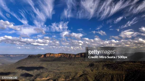 panoramic view of landscape against sky,blue mountains,new south wales,australia - blue mountain range stock pictures, royalty-free photos & images
