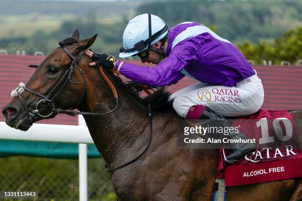 Oisin Murphy riding Alcohol Free win The Qatar Sussex Stakes during the Qatar Goodwood Festival at Goodwood Racecourse on July 28, 2021 in...