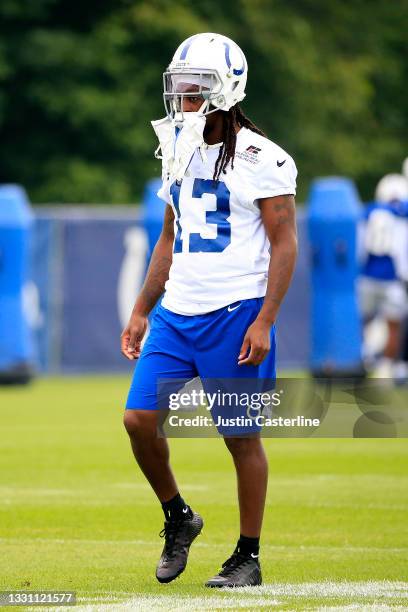 Hilton of the Indianapolis Colts warms up during Indianapolis Colts Training Cmap at Grand Park on July 28, 2021 in Westfield, Indiana.