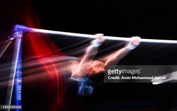 Brody Malone of Team United States competes on rings during the Men's All-Around Final on day five of the Tokyo 2020 Olympic Games at Ariake...