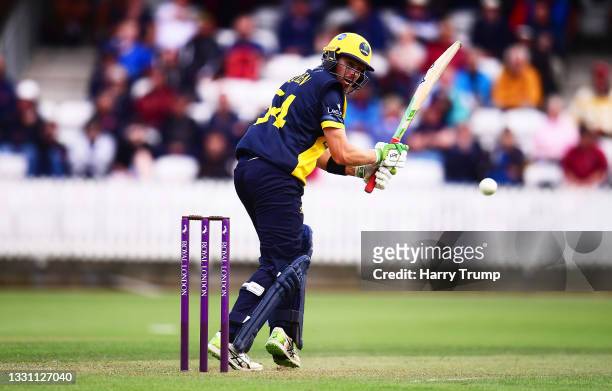 Tom Cullen of Glamorgan plays a shot during the Royal London One Day Cup match between Somerset and Glamorgan at The Cooper Associates County Ground...