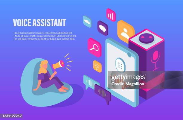 ai voice assistant isometric illustration - virtual assistant stock illustrations