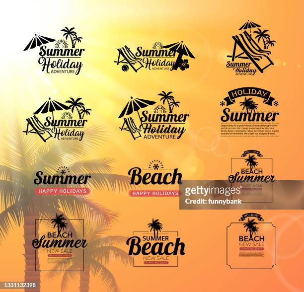 sunny season labels - boat logo stock illustrations