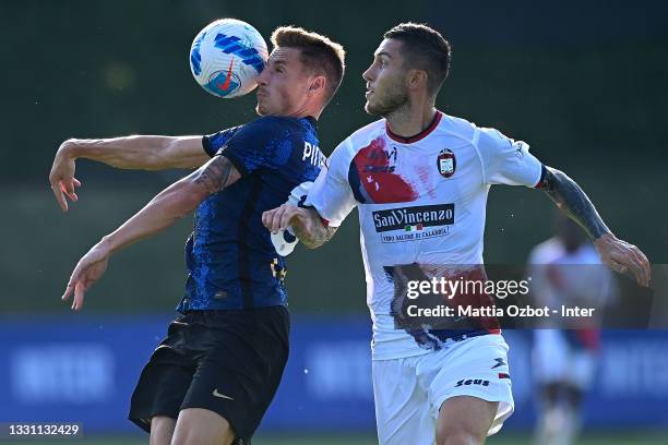 Andrea Pinamonti of FC Internazionale in action during the pre-season friendly match between FC Internazionale and FC Crotone at the club's training...