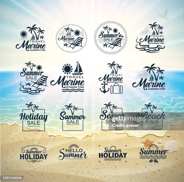 season message - summer vacation logo stock illustrations