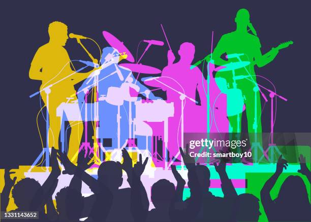 stockillustraties, clipart, cartoons en iconen met rock band - popular music concert