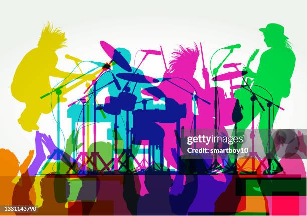 ilustrações de stock, clip art, desenhos animados e ícones de rock band - concerto de música popular