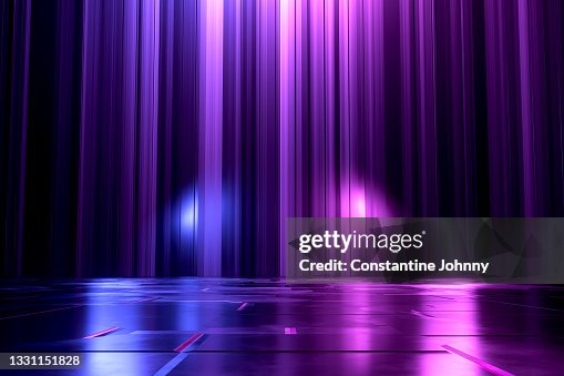 Neon Light Futuristic Background With Empty Floor Against Abstract Vertical Lines Neon Light Futuristic Background With Empty Floor Against Abstract Vertical Lines