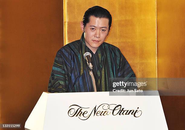 King Jigme Khesar Namgyel Wangchuck of Bhutan attends the Japan - Bhutan friendship reception at the New Otani Hotel on November 17, 2011 in Tokyo,...