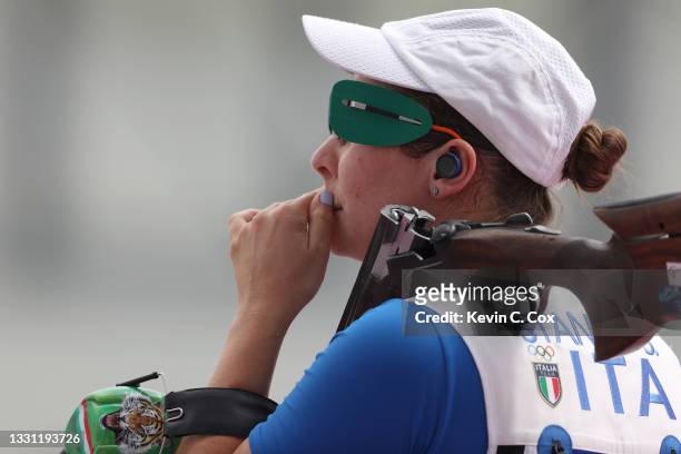 Silvana Stanco of Team Italy during Trap Women's Qualification on day six of the Tokyo 2020 Olympic Games at Asaka Shooting Range on July 29, 2021 in...