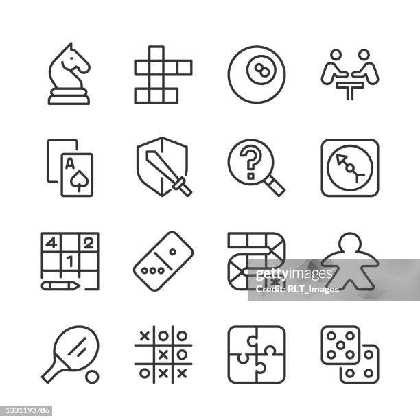 tabletop games icons 1 — monoline series - leisure games stock illustrations