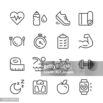 Gesundheits- und Fitness-Ikonen — Monoline-Serie Gesundheits- und Fitness-Ikonen — Monoline-Serie