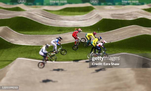 General view of A general view of Zoe Claessens of Team Switzerland, Vineta Petersone of Team Latvia, Manon Valentino of Team France, Bethany...