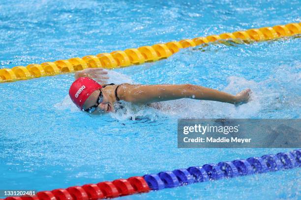 Boglarka Kapas of Team Hungary competes in the Women's 200m Butterfly Final on day six of the Tokyo 2020 Olympic Games at Tokyo Aquatics Centre on...