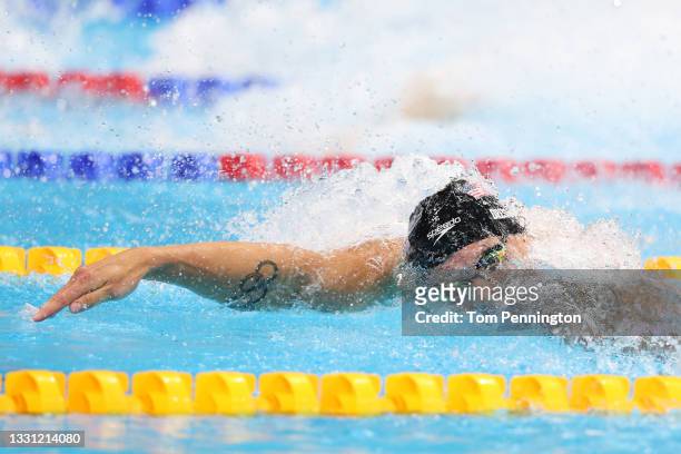 Caeleb Dressel of Team United States competes in the Men's 100m Freestyle Final on day six of the Tokyo 2020 Olympic Games at Tokyo Aquatics Centre...