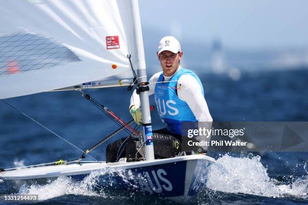 Matt Wearn of Team Australia competes in the Men's Laser class on day six of the Tokyo 2020 Olympic Games at Enoshima Yacht Harbour on July 29, 2021...