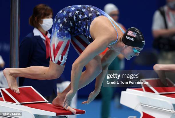 Allison Schmitt of Team United States competes in the Women's 4 x 200m Freestyle Relay Final on day six of the Tokyo 2020 Olympic Games at Tokyo...