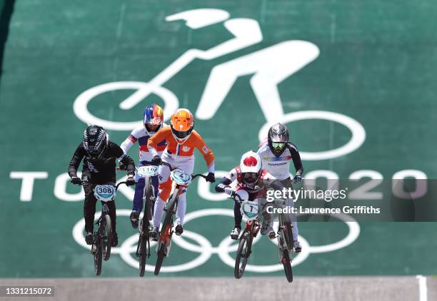 Rebecca Petch of Team New Zealand, Natalia Afremova of Team ROC, Judy Baauw of Team Netherlands, Domenica Azuero of Team Ecuador and Alise Willoughby...