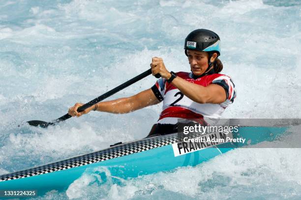 Mallory Franklin of Team Great Britain competes during the Women's Canoe Slalom Semi-final on day six of the Tokyo 2020 Olympic Games at Kasai Canoe...