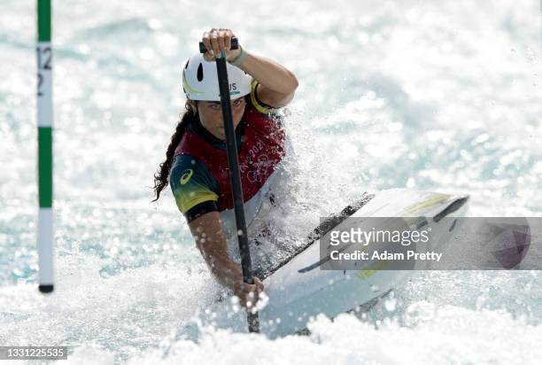 Jessica Fox of Team Australia competes during the Women's Canoe Slalom Semi-final on day six of the Tokyo 2020 Olympic Games at Kasai Canoe Slalom...
