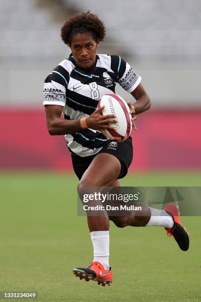 Laisana Likuceva of Team Fiji runs the ball in the Women’s pool B match between Team Canada and Team Fiji during the Rugby Sevens on day six of the...
