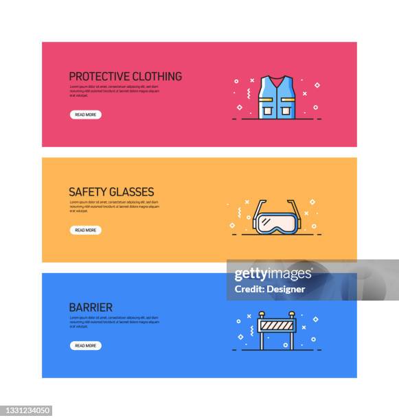 work safety related pattern web banner design - construction inspector stock illustrations