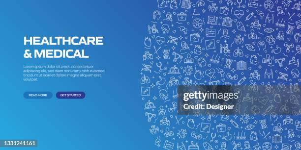 ilustraciones, imágenes clip art, dibujos animados e iconos de stock de diseño de banners relacionados con la atención médica y la atención médica con un patrón sin fisuras - imagen de rayos x