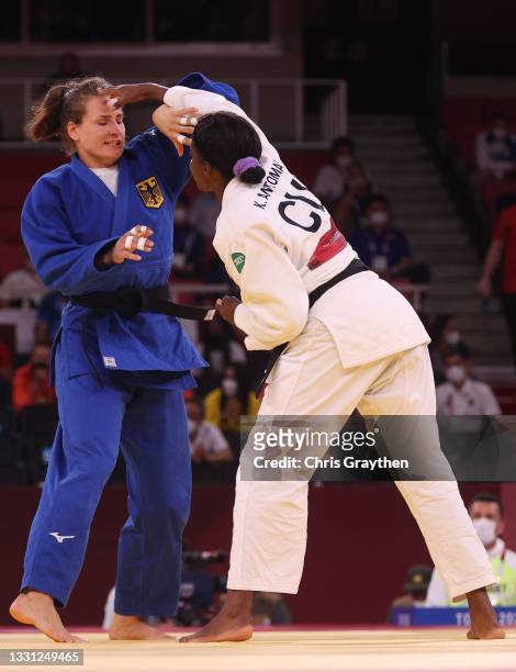Kaliema Antomarchi of Team Cuba and Anna-Maria Wagner of Team Germany compete during the Women’s Judo 78g Contest for Bronze Medal A on day six of...