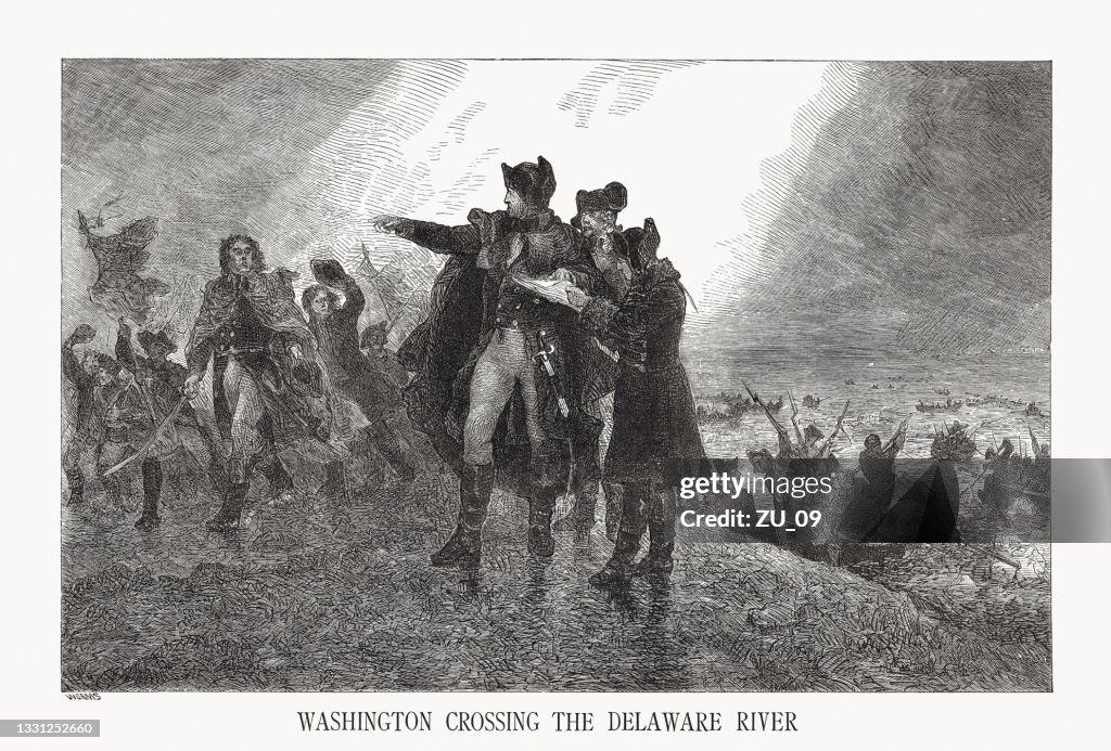 Washington Crossing the Delaware (1776), wood engraving, published ca. 1880