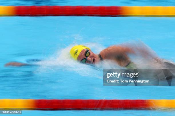 Ariarne Titmus of Team Australia competes in heat three of the Women's 800m Freestyle on day six of the Tokyo 2020 Olympic Games at Tokyo Aquatics...