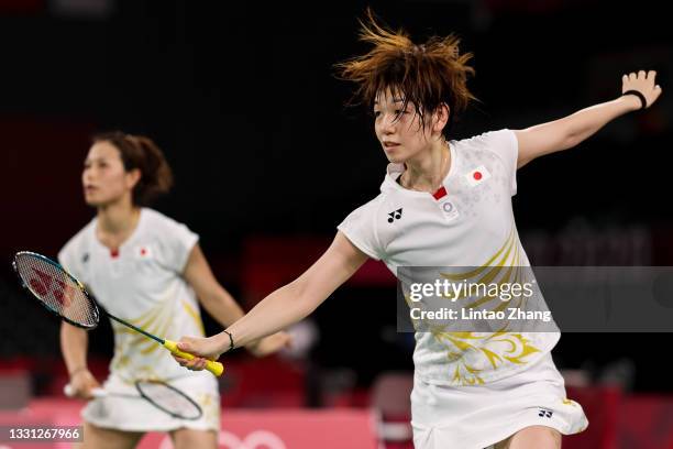 Yuki Fukushima and Sayaka Hirota of Team Japan compete against Chen Qing Chen and Jia Yi Fan of Team China during a Women’s Doubles Quarterfinal...