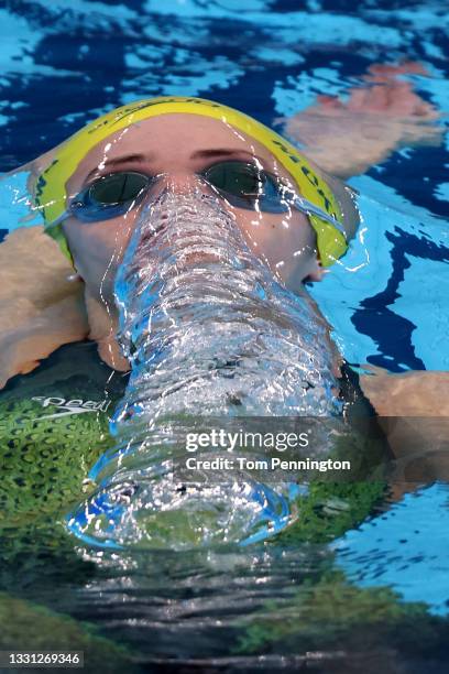 Kaylee McKeown of Team Australia competes in heat four of the Women's 200m Backstroke on day six of the Tokyo 2020 Olympic Games at Tokyo Aquatics...