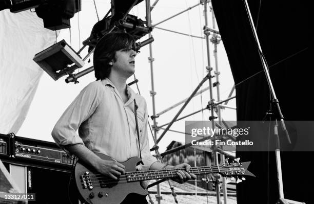 1st JULY: Nick Lowe from Rockpile performs live on stage at Dalymount Park in Dublin, Ireland on 1st July 1979.