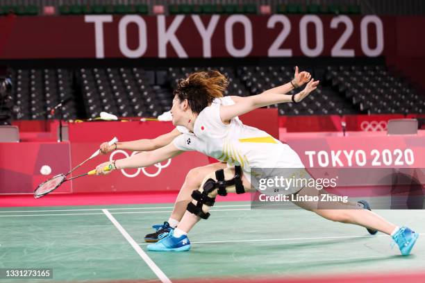 Yuki Fukushima and Sayaka Hirota of Team Japan compete against Chen Qing Chen and Jia Yi Fan of Team China during a Women’s Doubles Quarterfinal...