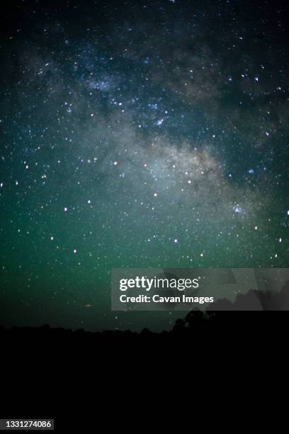 the milky way shines above the south rim of the grand canyon near grand canyon village, arizona. - grand canyon village stockfoto's en -beelden