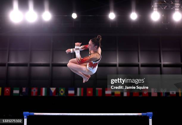 Nina Derwael of Team Belgium competes on uneven bars during the Women's All-Around Final on day six of the Tokyo 2020 Olympic Games at Ariake...