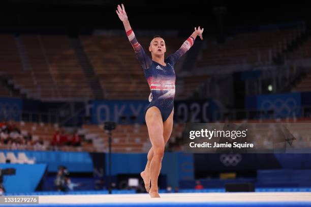 Jennifer Gadirova of Team Great Britain competes in the floor exercise during the Women's All-Around Final on day six of the Tokyo 2020 Olympic Games...