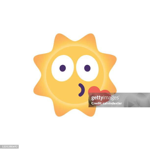 sun emoticon shiny contour big eyes - dramatic sunrise stock illustrations