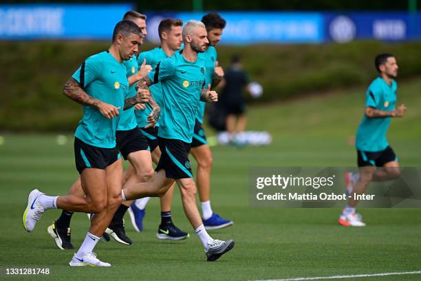 Marcelo Brozovic of FC Internazionale in action during the FC Internazionale training session at the club's training ground Suning Training Center at...