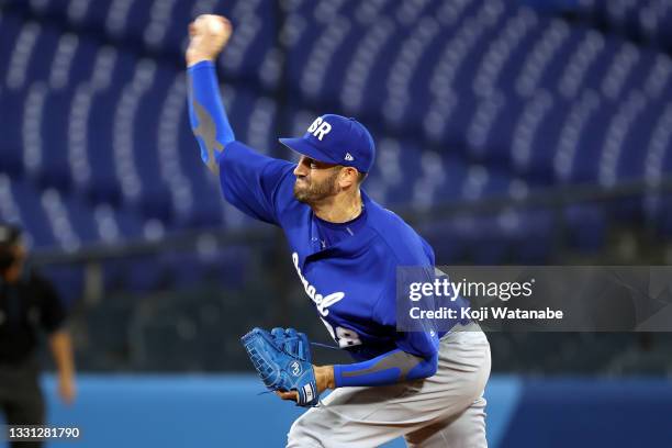 Joshua Zeid of Team Israel pitches in the eighth inning against Team Republic of Korea during the baseball Opening Round Group B game between Team...