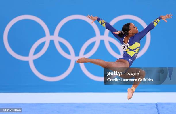 Rebeca Andrade of Team Brazil competes in the floor exercise during the Women's All-Around Final on day six of the Tokyo 2020 Olympic Games at Ariake...