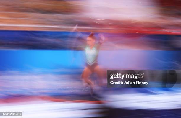 Zsofia Kovacs of Team Hungary competes on vault during the Women's All-Around Final on day six of the Tokyo 2020 Olympic Games at Ariake Gymnastics...