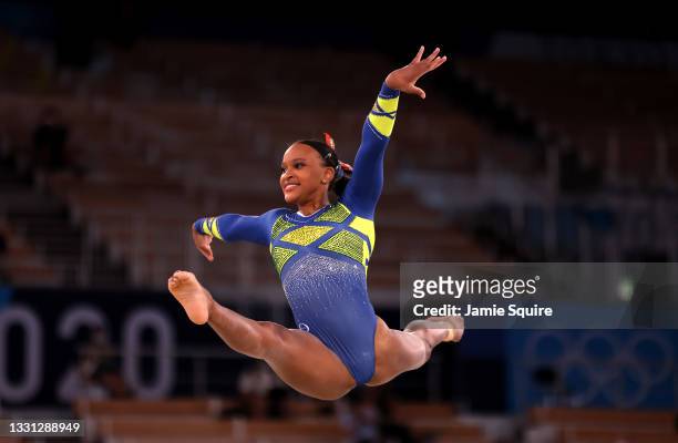 Rebeca Andrade of Team Brazil competes in the floor exercise during the Women's All-Around Final on day six of the Tokyo 2020 Olympic Games at Ariake...