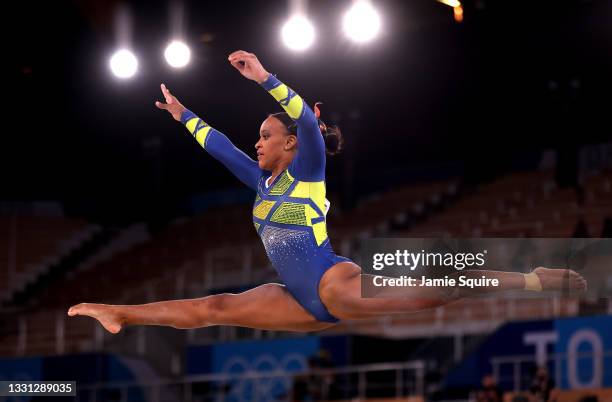 Rebeca Andrade of Team Brazil competes in the floor exercise during the Women's All-Around Final on day six of the Tokyo 2020 Olympic Games at Ariake...