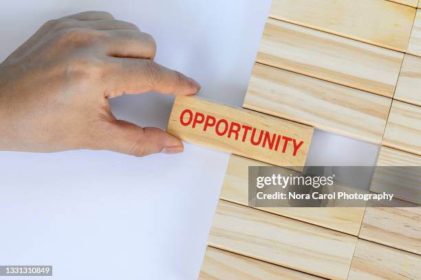 finger choosing opportunity wood block - vacancy stock pictures, royalty-free photos & images
