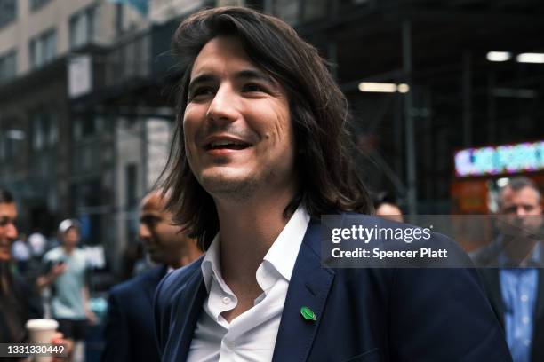 Vlad Tenev, CEO of the online brokerage Robinhood, walks along Wall Street after going public with an IPO earlier in the day on July 29, 2021 in New...