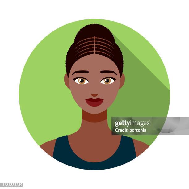 weibliches avatar-symbol - cornrow braids stock-grafiken, -clipart, -cartoons und -symbole