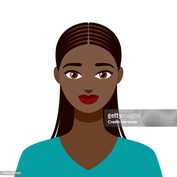 female avatar icon - african cornrow braids stock illustrations