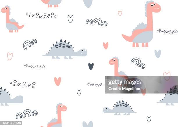 pink dino background - dinosaur background stock illustrations